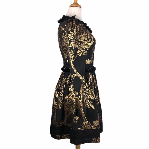 Andrew GN Black & Gold Brocade Tassel Dress - Picture 2 of 9
